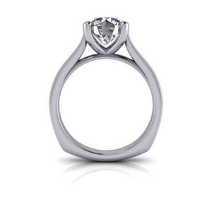1CT Round Moissanite diamond Euro shank Ring, Round Moissanite Engagement ring, Euro shank gold ring, round diamond ring, 1ct diamond ring