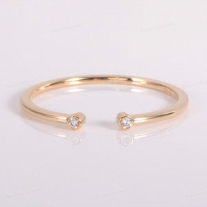 14k Gold Diamond Cuff Ring, Open Cuff Ring, Open Diamond