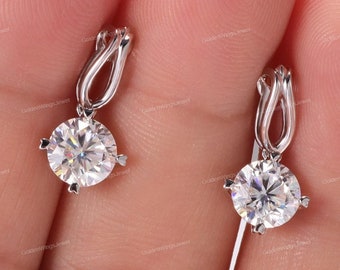 Moissanite Stud Earrings  14K Gold Solid  Round Cut Moissanite Stud  Sterling Silver Stud Earrings  Moissanite Earring Bridal