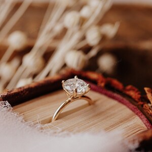 1CT Round Cut Moissanite Engagement Solitaire Ring, Four Prong Diamond Engagement Ring, Round Solitaire Ring For her, 1CT Round Moissanite image 5