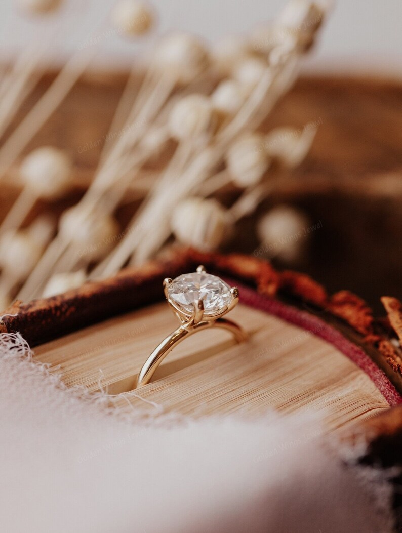 1CT Round Cut Moissanite Engagement Solitaire Ring, Four Prong Diamond Engagement Ring, Round Solitaire Ring For her, 1CT Round Moissanite image 5