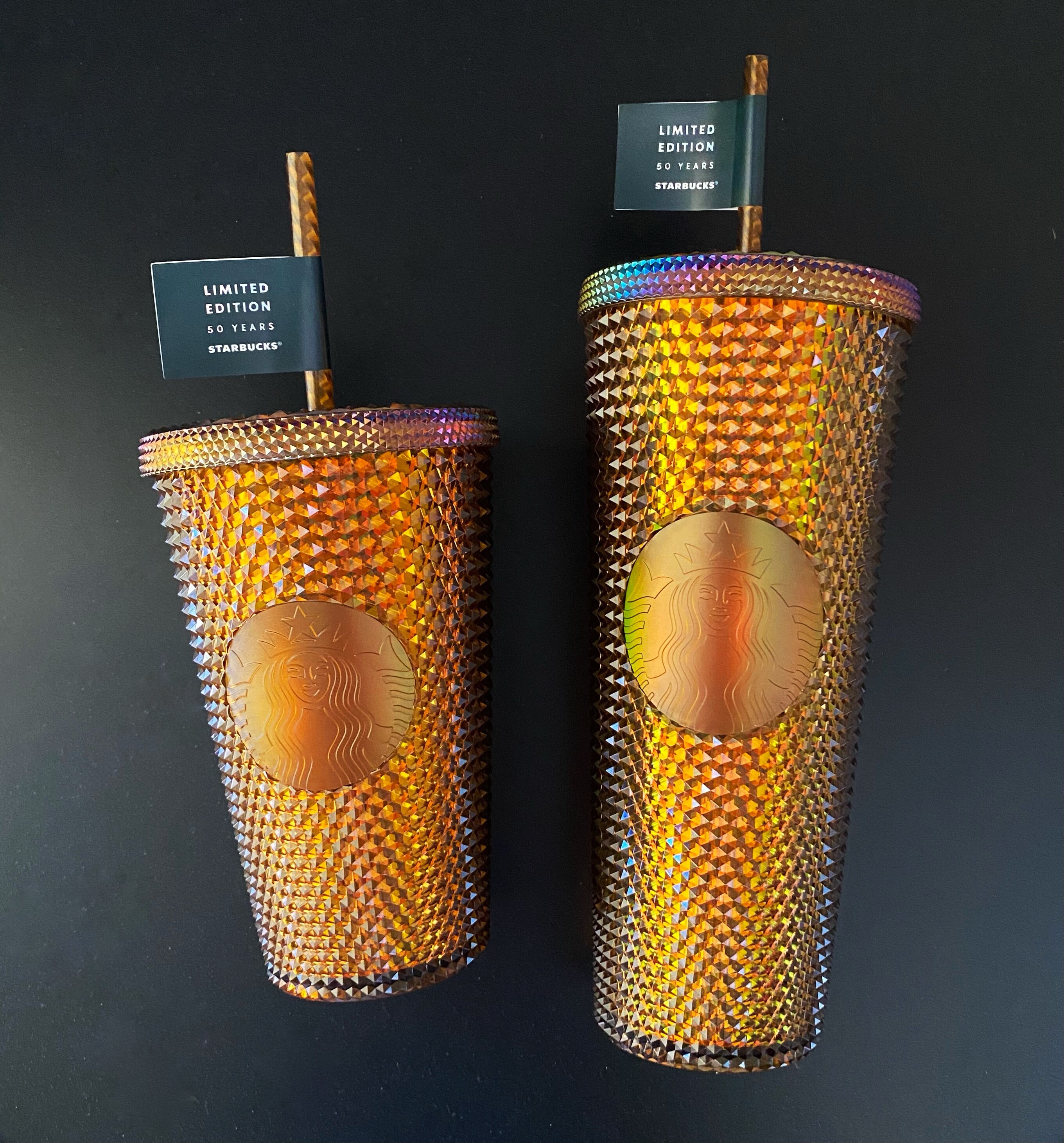 50th Anniversary Starbucks Tumbler Cup Gold Copper Etsy