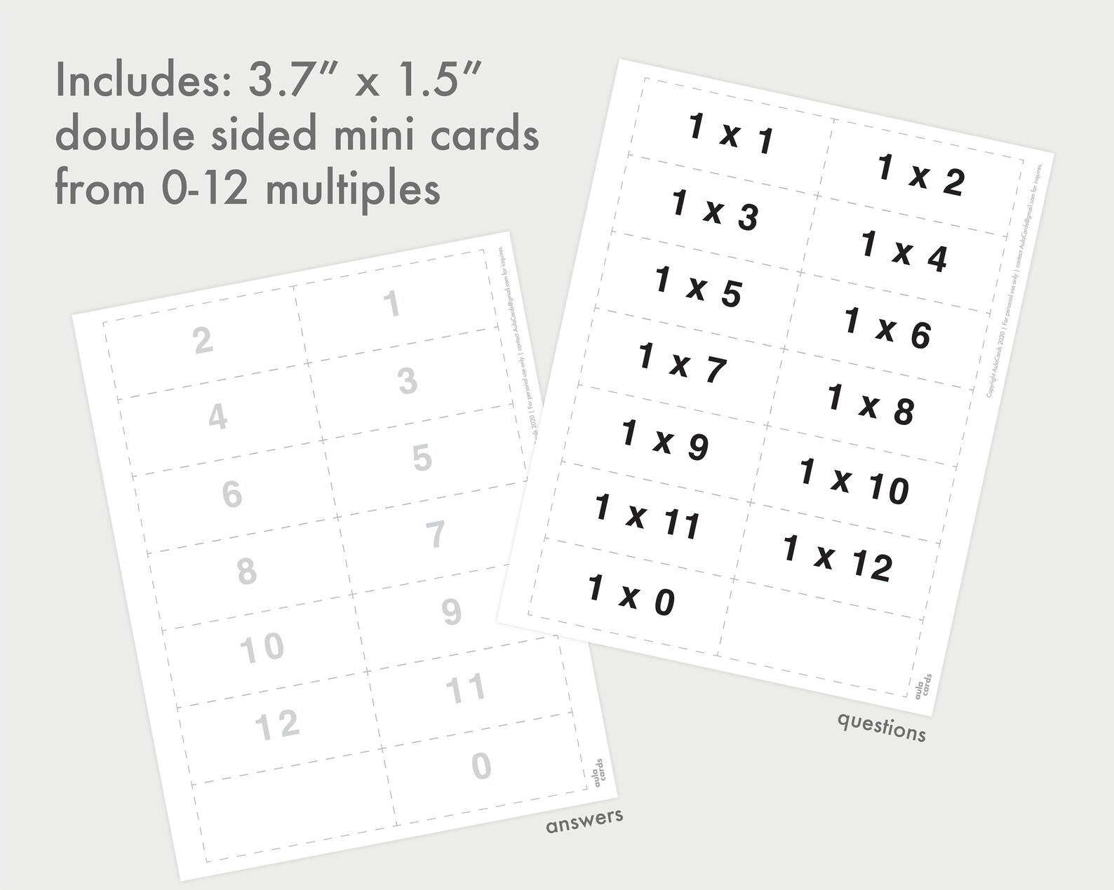 Multiplication flash cards and number chart Multiplication Etsy