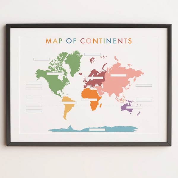 Non-Filled Large Continent Map for Classroom || World Map Printable | Continents Oceans of the World | Oceans of the World | Homeschool