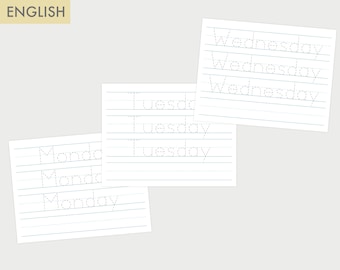 Days of the week tracing worksheet | Days of the week traceable | Writing practice | Homeschool preschoolers | Days of the week