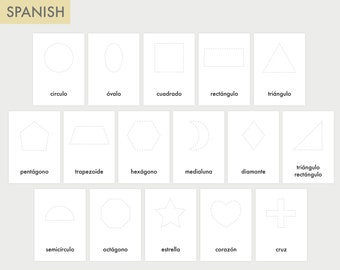 Traceable Shape Spanish Montessori Flashcards | Homeschool Jumbo Printable Cards | Spanish Preschool Educational  | Spanish Shapes