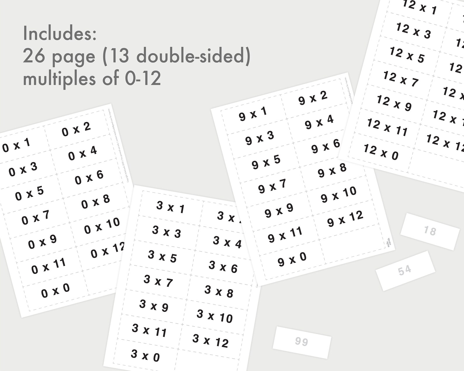 Multiplication flash cards and number chart Multiplication Etsy