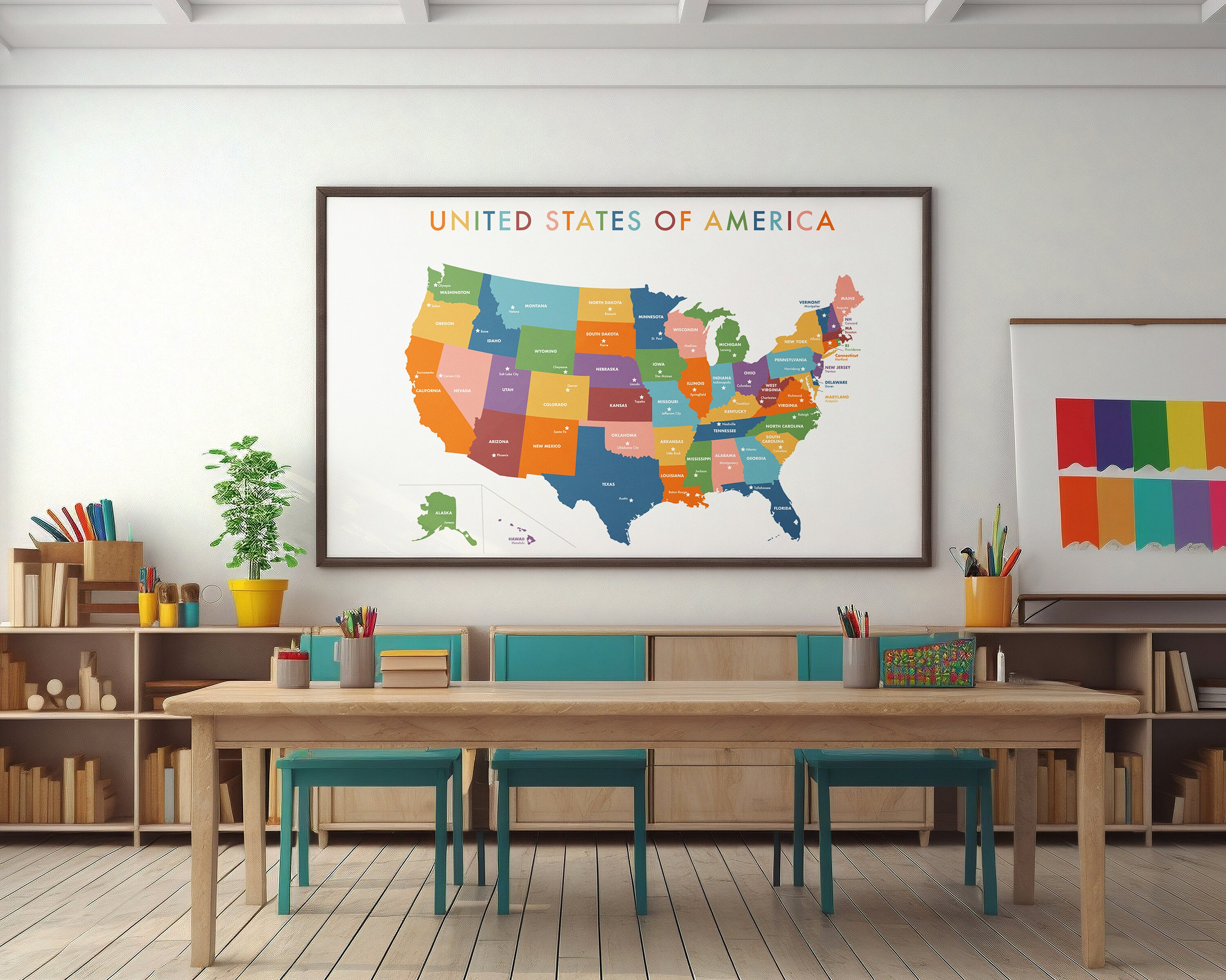US States and Capital Large Large Map | Map Printable | Map of the ...