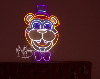 Glamrock FREDDY - Horror LED Neon Sign, Survival Horror Inspired Light, Gaming Room Decor, Unique Gift for Gamer Fans