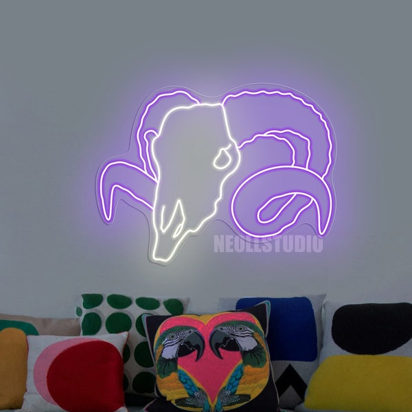 RAM SKULL - LED Neon Sign, Custom Neon, Neon Light