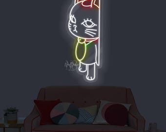 Anime Character Japanese Cat Turbo Side Eye - LED Neon Sign, Custom Neon, Neon Light