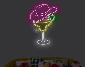 COWBOY HAT Cowgirl Cocktail - LED Neon Sign, Custom Neon, Neon Light