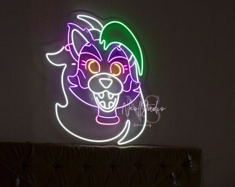 Glamrock Roxanne Wolf - Horror LED Neon Sign, Survival Horror Inspired Light, Gaming Room Decor, Unique Gift for Gamer Fans