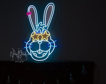 Glamrock BONNIE - Horror LED Neon Sign, Survival Horror Inspired Light, Gaming Room Decor, Unique Gift for Gamer Fans