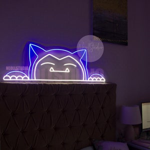 Japanese Sleeping Bear ANIME Character-  LED Neon Sign, Custom Neon, Neon Light