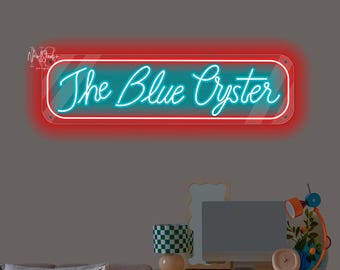 Blue Oyster Movie Retro Bar - LED Neon Sign, Neon Light, Vintage Cafe Neon Decor, Custom LED Neon for Man Cave