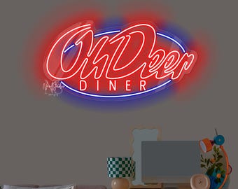 Diner Horror Game Symbol Neon Sign - American Diner Style LED Light, Gaming Room Wall Lamp, Arcade Neon Decor, Gamer LED Sign