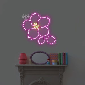Cherry Blossom Neon Sign, Pink Sakura Sign, Japanese Kawaii Floral Custom Neon, Cherry Blossom LED Neon Sign, Summer Sign, Custom Neon