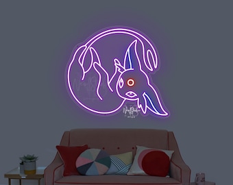 Purple Cat Japanese ANIME Character  - LED Neon Sign, Custom Neon, Neon Light