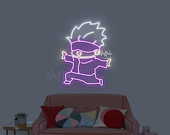 White Haired Anime Sensei – Custom LED Neon Sign, Anime Inspired Light for Room Decor