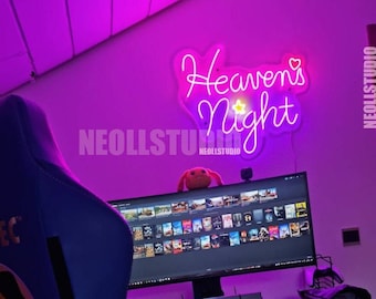 HEAVEN'S NIGHT - Horror LED Neon Sign, Survival Horror Inspired Light, Gaming Room Decor, Unique Gift for Gamer Fans