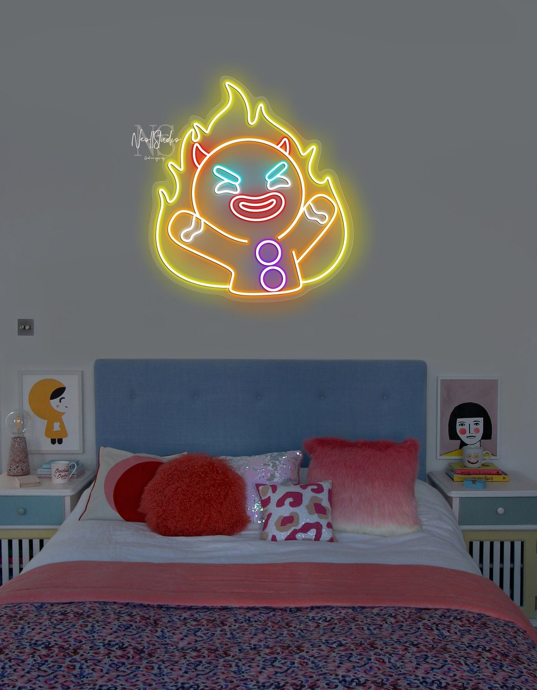 Gingerbread Fire GINGERBREAD Fire Cartoon Character - LED Neon Sign, Custom Neon, Neon ...