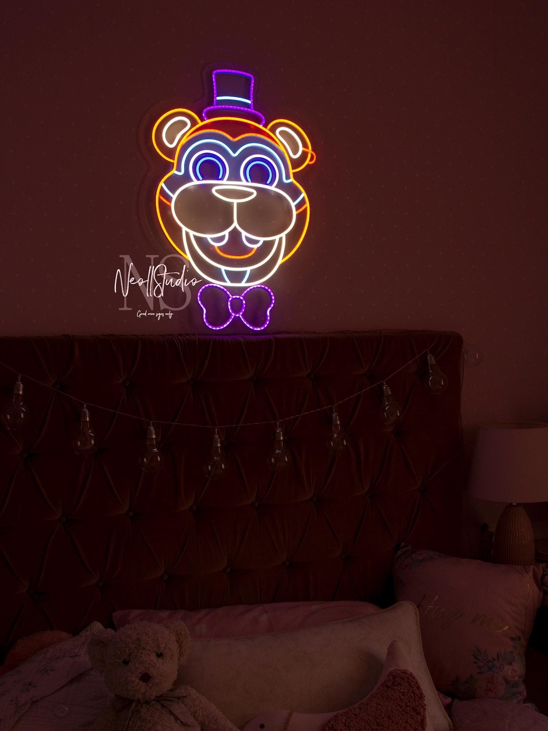 Glamrock FREDDY - Horror LED Neon Sign, Survival Horror Inspired Light ...
