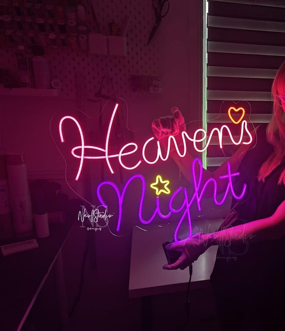 HEAVENS NIGHT - Retro Horror LED Neon Sign, Survival Horror