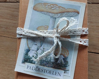 Hardcover Junk Journal - Mushroom journal - handmade journal - botanical journal