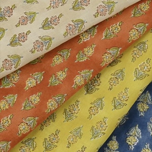 Japanese Fabric | Kokka Cotton Lawn | Floral Block Print-like Fabric
