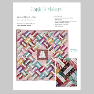 Quilt PATTERN | Guest Book | signature quilt | 4 sizes | HARD COPY