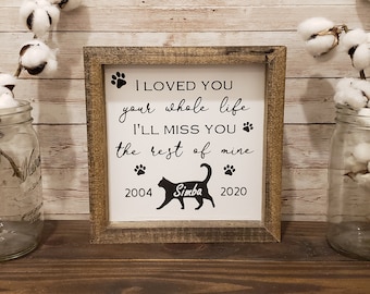 Pet Memorial Sign, Cat or Dog Memorial Sign, Pet Memorial Gift, Customizable Sign, Pet Loss Sign, Farmhouse Sign
