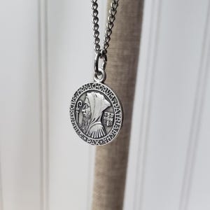 Beautiful French St. Benedict Medal Necklace. 30 in Stainless Steel Continuous Chain. Exorcism Prayer. Blessed. Catholic. Jesus.