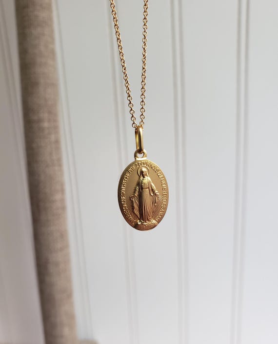 Beautiful Catholic Small Golden Brass French Miraculous Medal