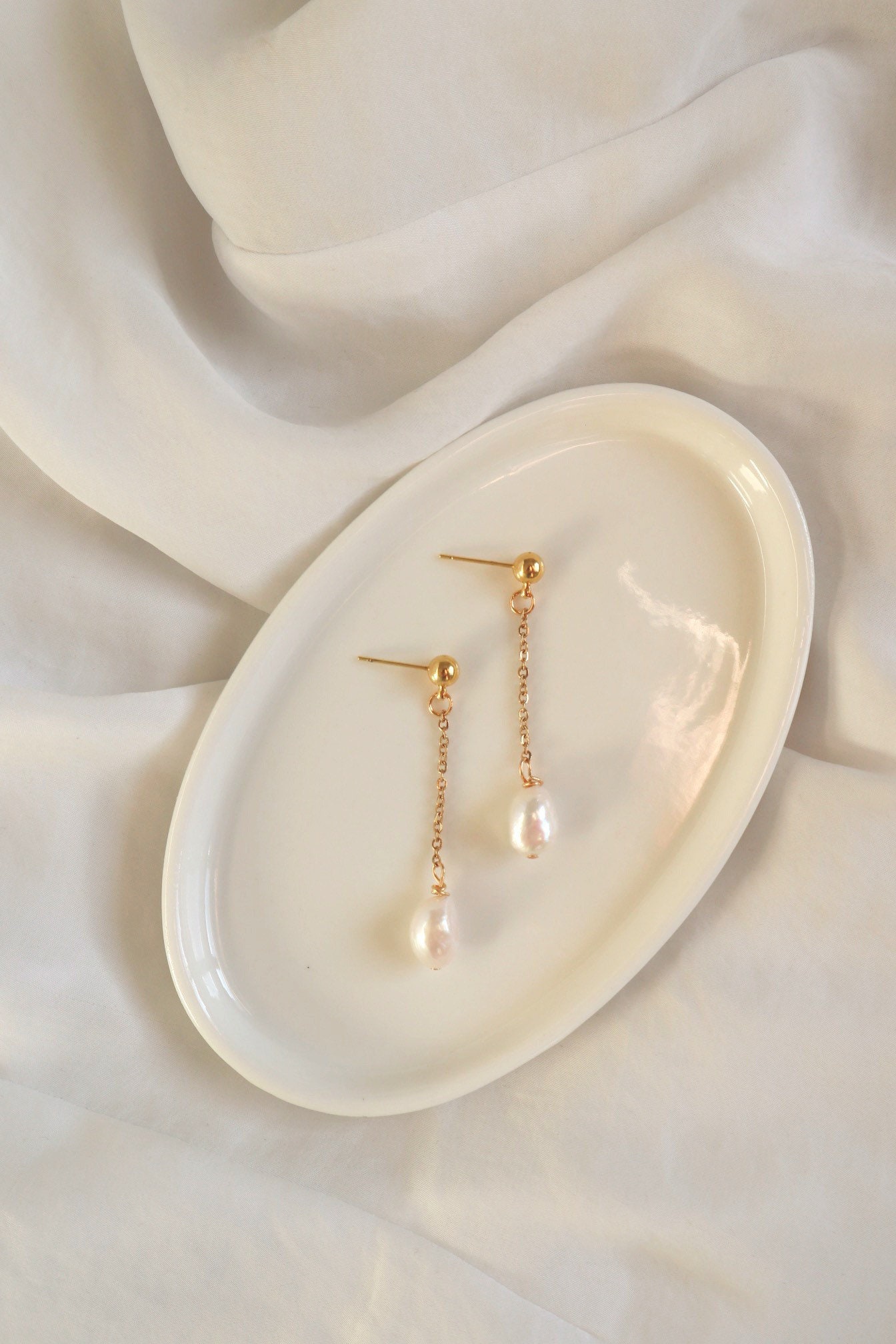 ABIGAIL | fresh water pearl earrings | gold dangle earrings | gifts f…