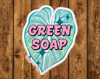 Tattoo Artist Labels/Bottle Labels/Tattoo Stickers/Tattoo Bottle Stickers/Tattoo Labels/Wash Bottles/Alocasia Plant Glitter Green Soap