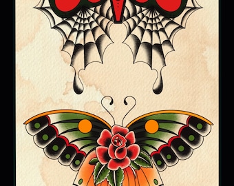 Traditional Butterfly Tattoo Flash