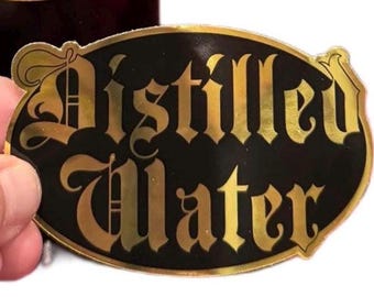 Tattoo Artist Labels/Bottle Labels/Tattoo Stickers/Tattoo Bottle Stickers/Tattoo Labels/Wash Bottles/Old Eng Blk Gold Chrome Distilled Water