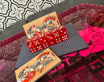 Red Acrylic Dice Business Card Holder