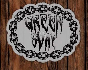 Tattoo Artist Labels/Bottle Labels/Tattoo Stickers/Tattoo Bottle Stickers/Labels/Wash Bottles/Hardcore Trad BlkChain Aluminum Green Soap