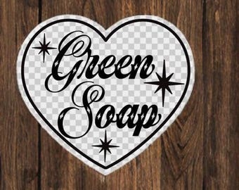 Tattoo Artist Labels/Bottle Labels/Tattoo Stickers/Tattoo Bottle Stickers/Tattoo Labels/Wash Bottles/ Black Heart Clear Vinyl Green Soap