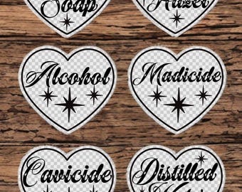 All6Tattoo Artist Labels/Bottle Labels/Tattoo Stickers/Tattoo Bottle Sticker/Tattoo Labels/Wash Bottles/Hardcore Stickers/Black Heart & Star
