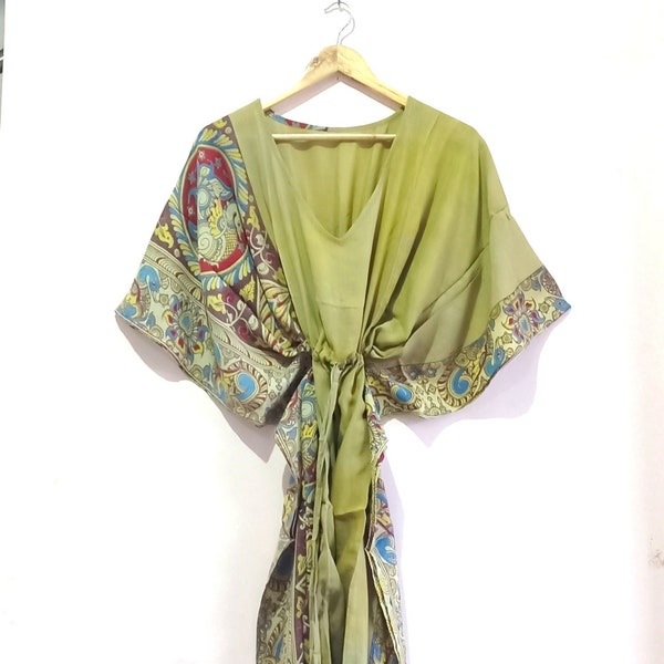 Robe d'été caftan en soie, tenues de plage pour femmes en villégiature, longue robe ethnique ample hippie à manches larges, caftan grande taille