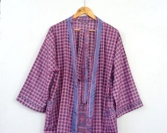 Indische Vintage Seide Sari Robe, indische Sari Kimono Nachthemd Kimono, Bademantel Kimono Recycling Sari Kimono Bademantel Maxi Kleid