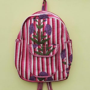 Lager Boho sac à dos matelassé bloc imprimé coton sac à dos fait main plage Festival randonnée hippie sac femmes cadeau pour elle
