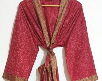 vintege reine / Seide Saree Handmade Vintage Seide Saree Kimono Robe Frauen Kleider Nachtwäsche Anzug