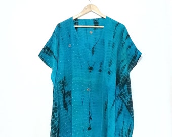 Crêpe Soie Saree Kaftan, Crêpe Kaftan, Kaftan de bain, Kaftan vintage, Kaftan tie dye, Beach Wear Kaftan, Vêtements de nuit, Robe de chambre