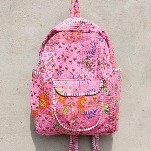 Patchwork Quilted Cotton Backpack: Large Travel Bag with Adjustable Straps