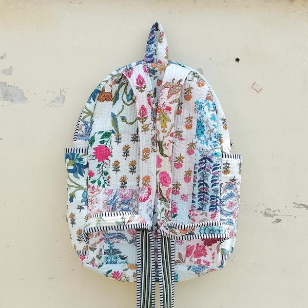 Cotton Quilt Patchwork Backpack Cotton Indian Laptop Bag Hand Bohemian Hippie Tote Backpack cotton patch work tote bag reversible bag