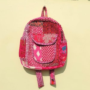 Patchwork Backpack Cotton Indian Laptop Bag Hand Bohemian Hippie Tote Backpack Cotton Patchwork Tote Bag Reversible Bag
